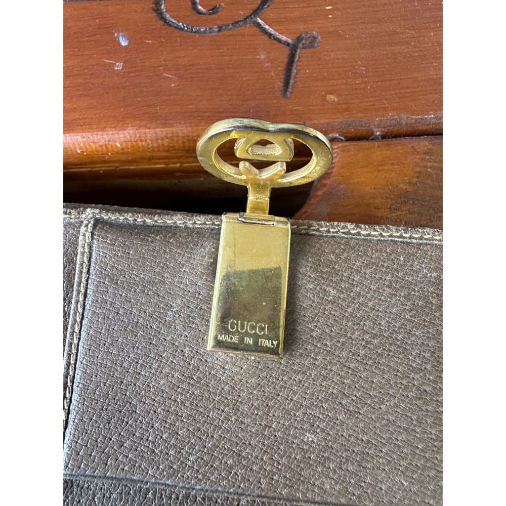 Vintage Gucci GG Supreme Monogram Bifold Wallet Brown Leather Interlocking G Log - Picture 8 of 16